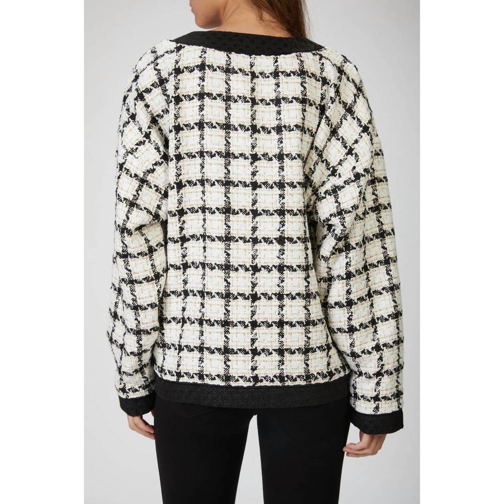 NEW SISTER JANE supper club tweed cardigan in black/ivory - Picture 3 of 3